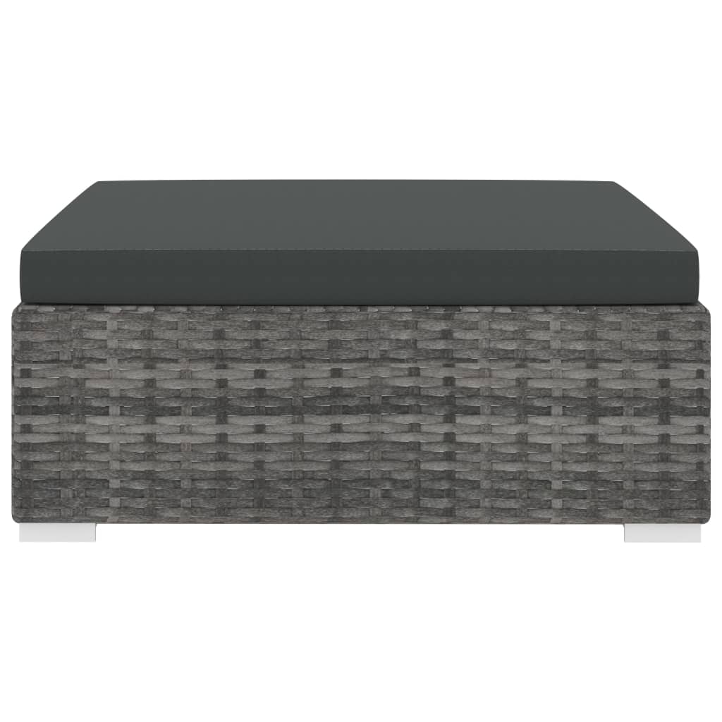 St Met Kussen Poly Rattan Grijs Voetensteun