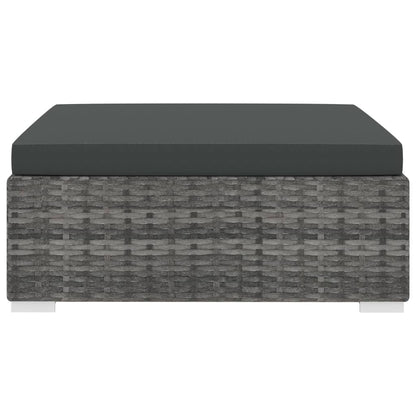 St Met Kussen Poly Rattan Grijs Voetensteun
