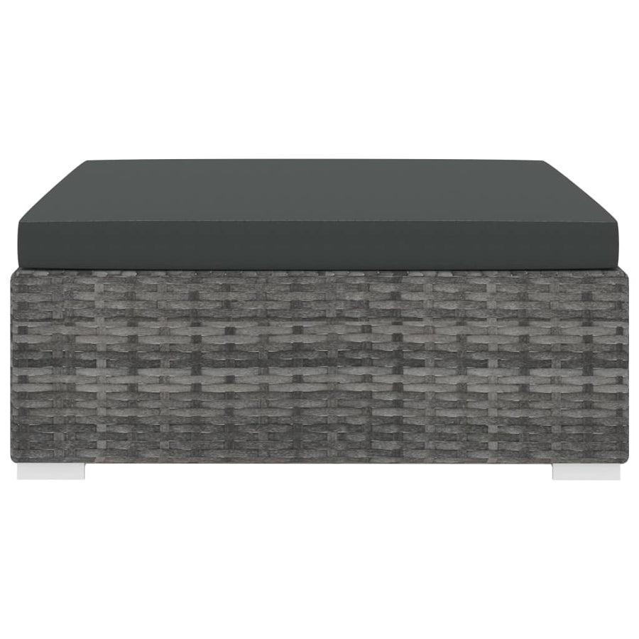 St Met Kussen Poly Rattan Grijs Voetensteun