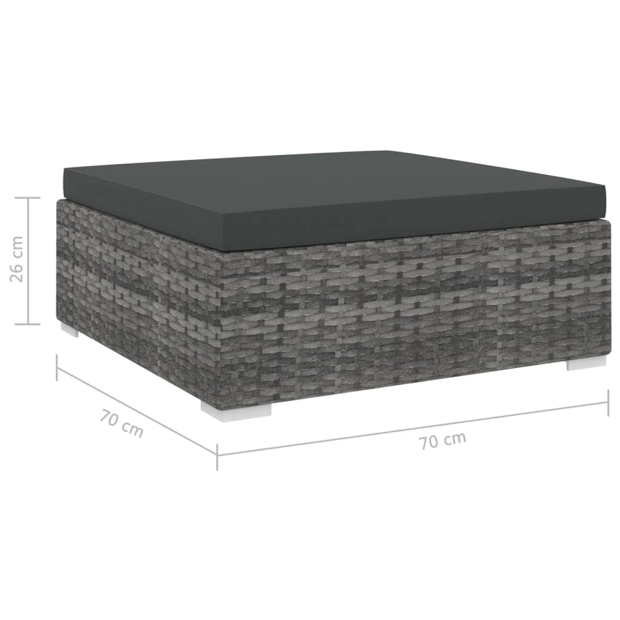 St Met Kussen Poly Rattan Grijs Voetensteun