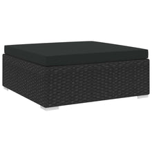 St Met Kussen Poly Rattan Zwart Voetensteun