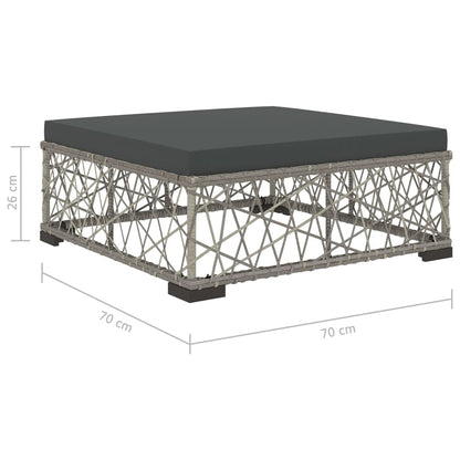 6-Delige Loungeset Met Kussens Poly Rattan Grijs