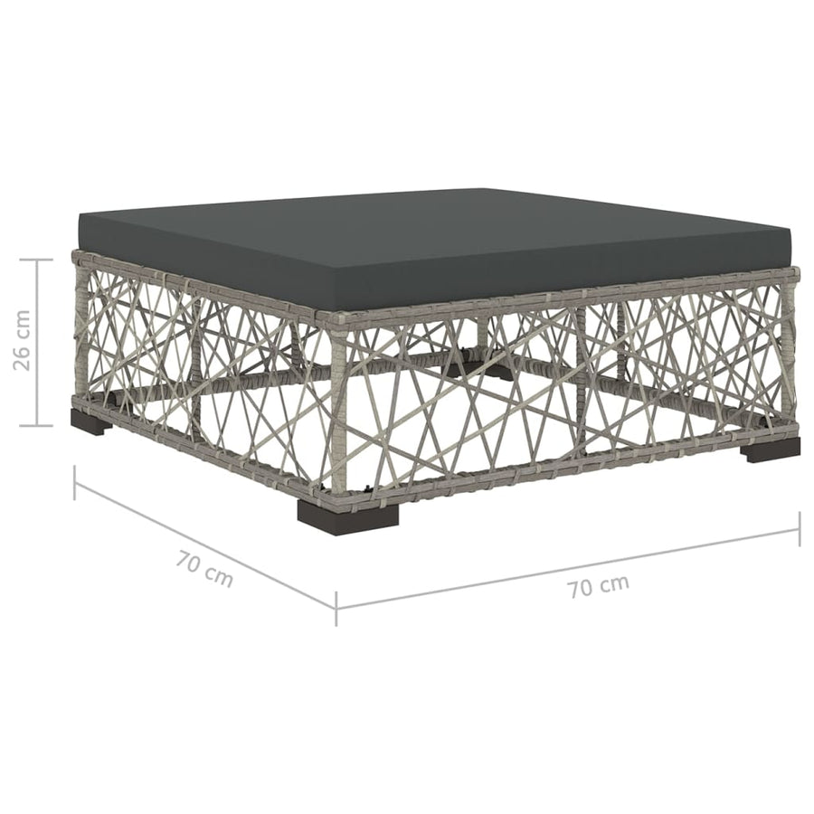 6-Delige Loungeset Met Kussens Poly Rattan Grijs