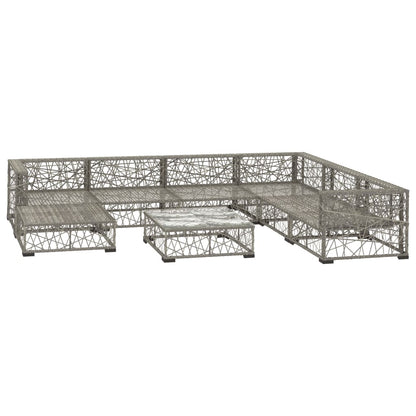 8-Delige Loungeset Met Kussens Poly Rattan Grijs