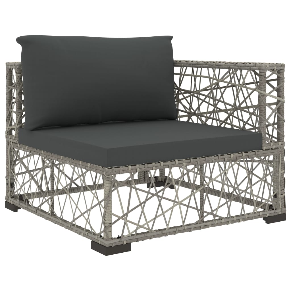 8-Delige Loungeset Met Kussens Poly Rattan Grijs