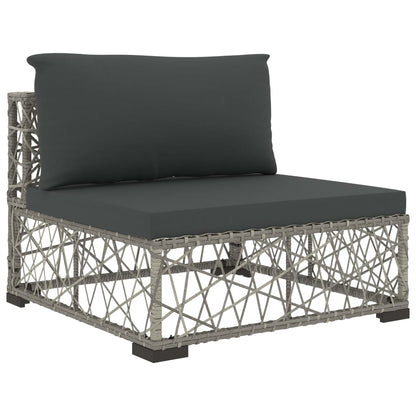 8-Delige Loungeset Met Kussens Poly Rattan Grijs