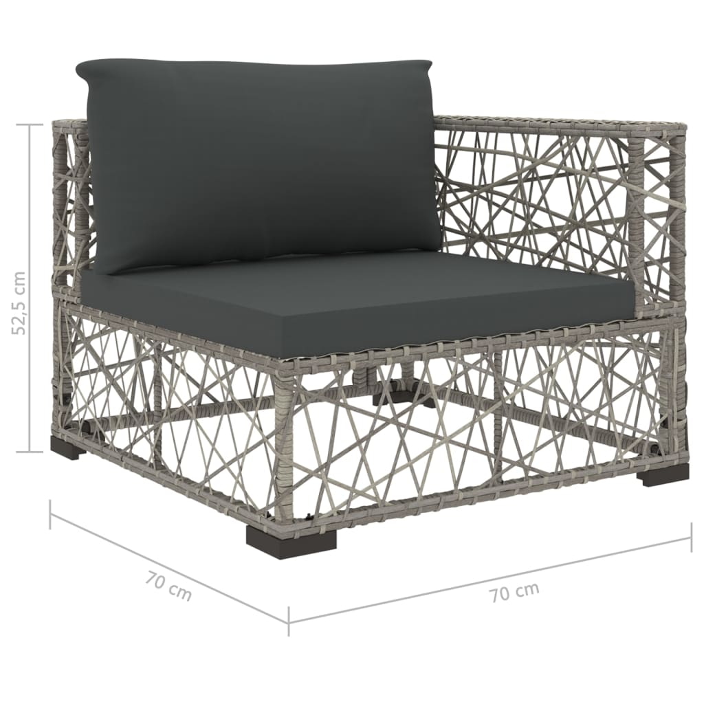 8-Delige Loungeset Met Kussens Poly Rattan Grijs