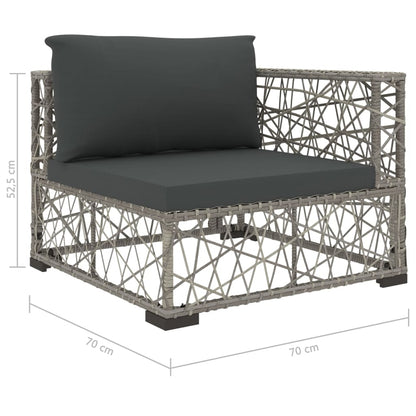 8-Delige Loungeset Met Kussens Poly Rattan Grijs