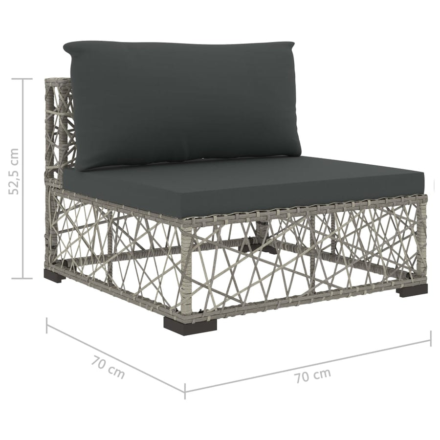 8-Delige Loungeset Met Kussens Poly Rattan Grijs