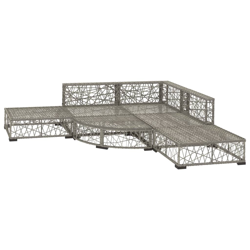 6-Delige Loungeset Met Kussens Poly Rattan Grijs