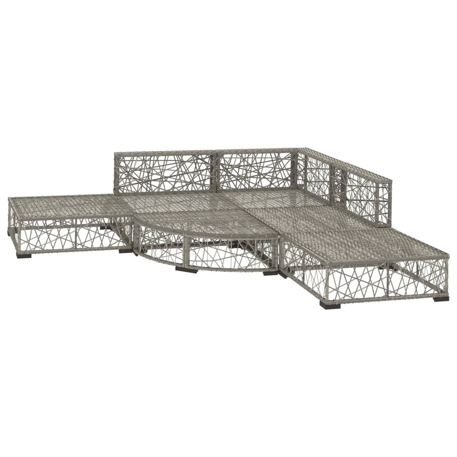 6-Delige Loungeset Met Kussens Poly Rattan Grijs
