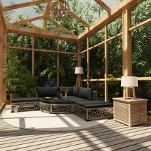 6-Delige Loungeset Met Kussens Poly Rattan Grijs