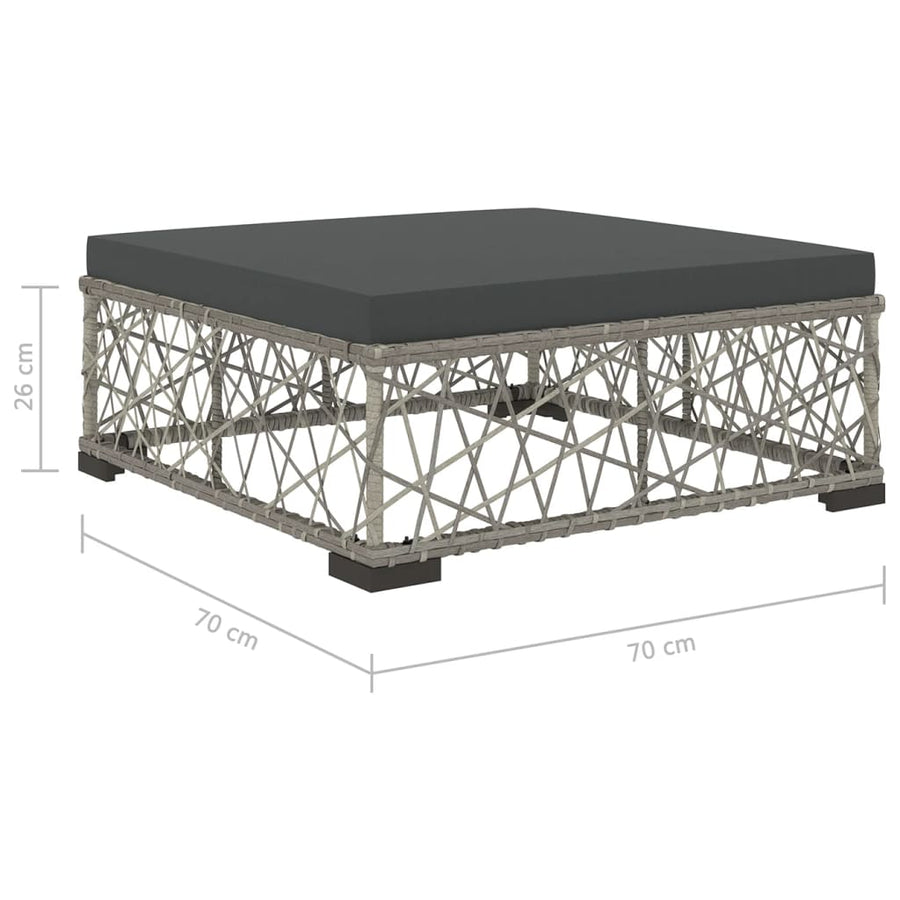 5-Delige Loungeset Met Kussens Poly Rattan Grijs