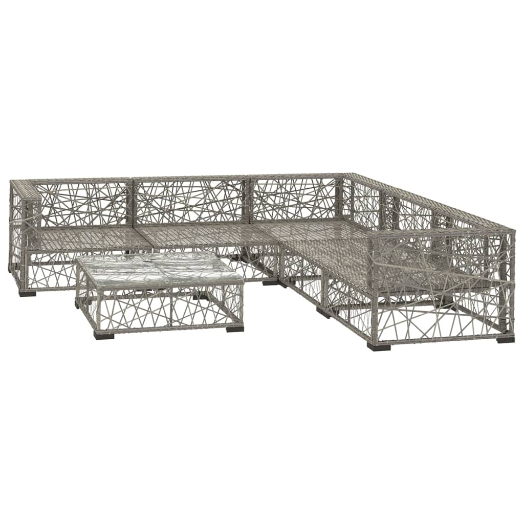 6-Delige Loungeset Met Kussens Poly Rattan Grijs