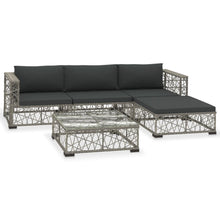 5-Delige Loungeset Met Kussens Poly Rattan Grijs
