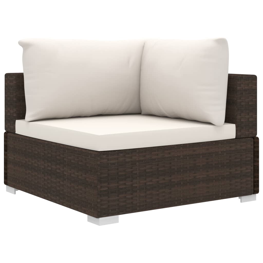 10-Delige Loungeset Met Kussens Poly Rattan Bruin