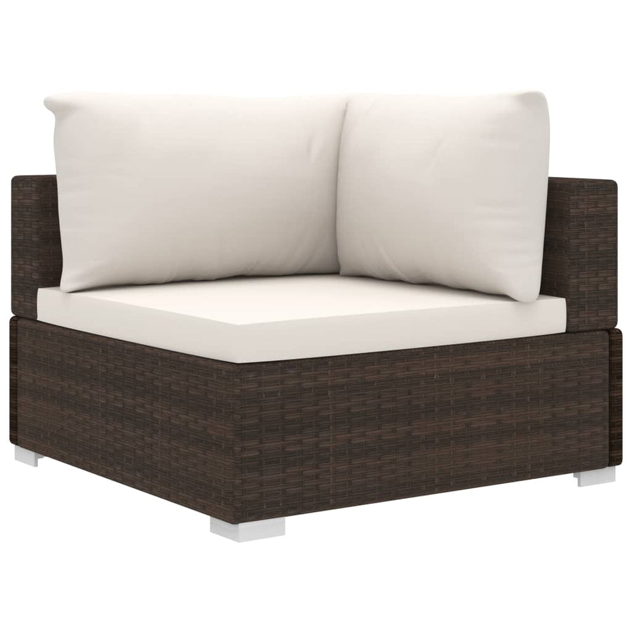 10-Delige Loungeset Met Kussens Poly Rattan Bruin