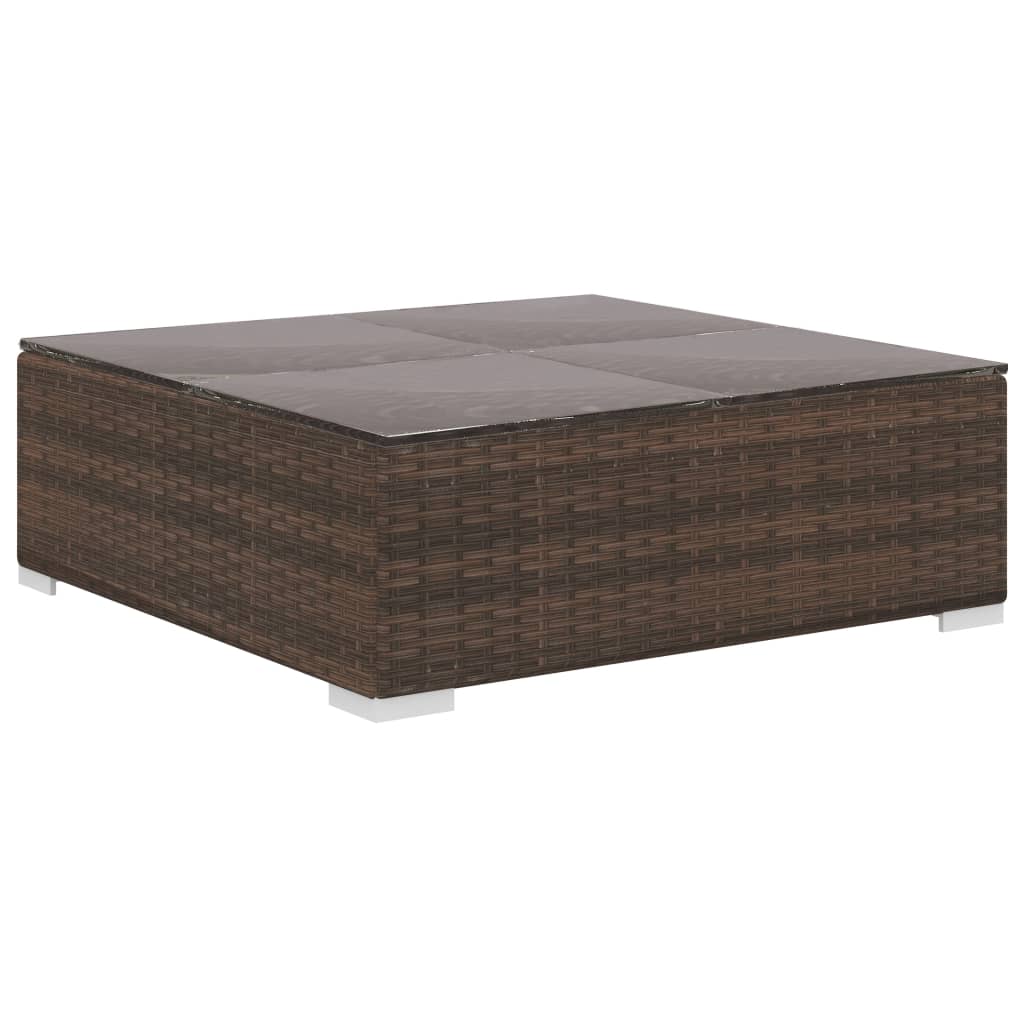 10-Delige Loungeset Met Kussens Poly Rattan Bruin