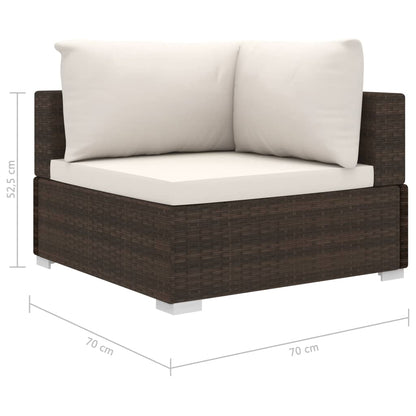 10-Delige Loungeset Met Kussens Poly Rattan Bruin