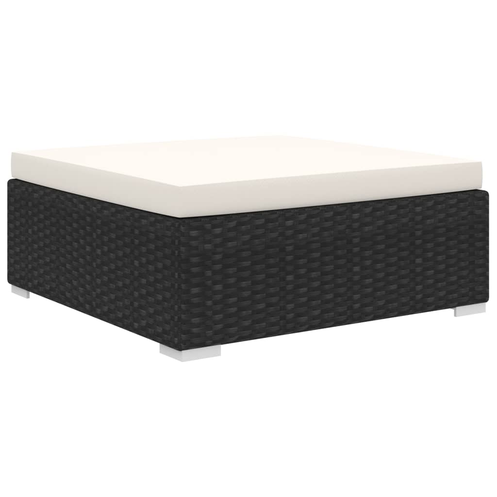 10-Delige Loungeset Met Kussens Poly Rattan Zwart Zwart en wit
