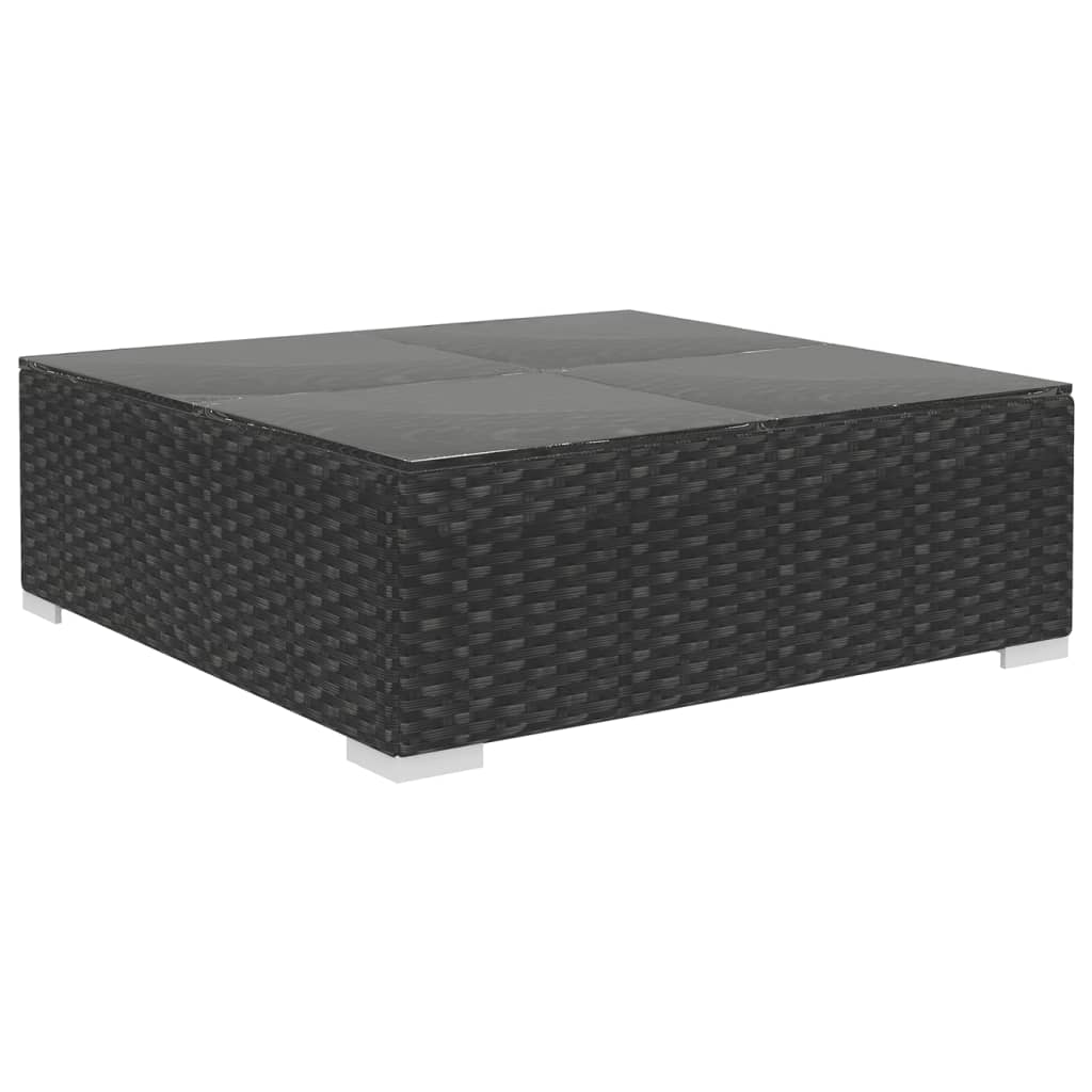 10-Delige Loungeset Met Kussens Poly Rattan Zwart Zwart en wit