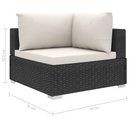 10-Delige Loungeset Met Kussens Poly Rattan Zwart Zwart en wit