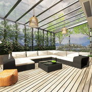 Loungeset 10-delig poly rattan zwart