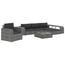 -Delige Loungeset Met Kussens Poly Rattan Grijs