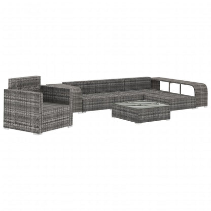 -Delige Loungeset Met Kussens Poly Rattan Grijs