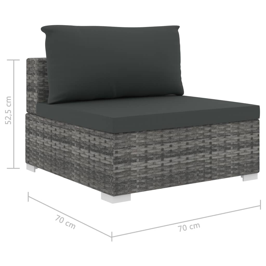 -Delige Loungeset Met Kussens Poly Rattan Grijs