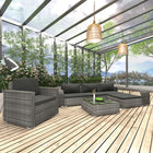 -Delige Loungeset Met Kussens Poly Rattan Grijs