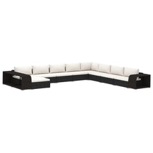 Loungeset Met Kussens Poly Rattan Zwart en wit