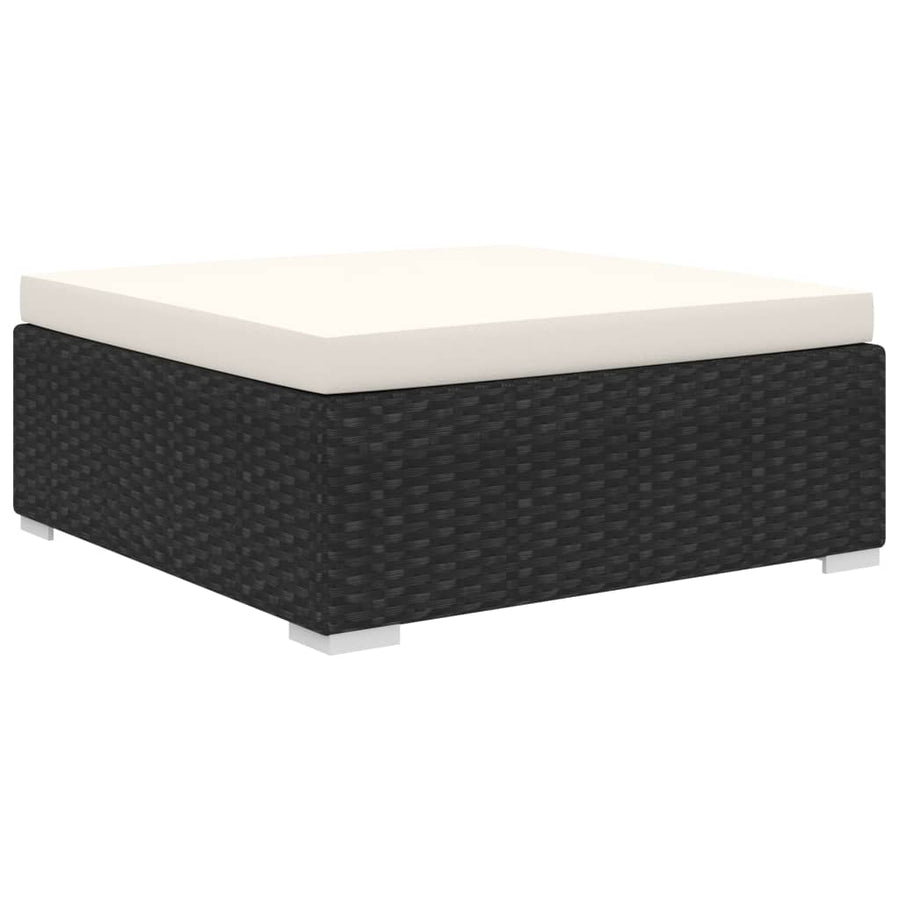 Loungeset Met Kussens Poly Rattan Zwart en wit