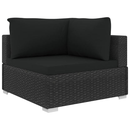 11-Delige Loungeset Met Kussens Poly Rattan Zwart