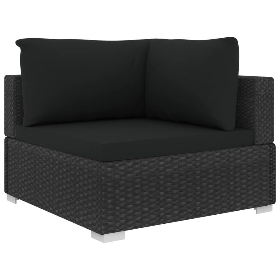 11-Delige Loungeset Met Kussens Poly Rattan Zwart