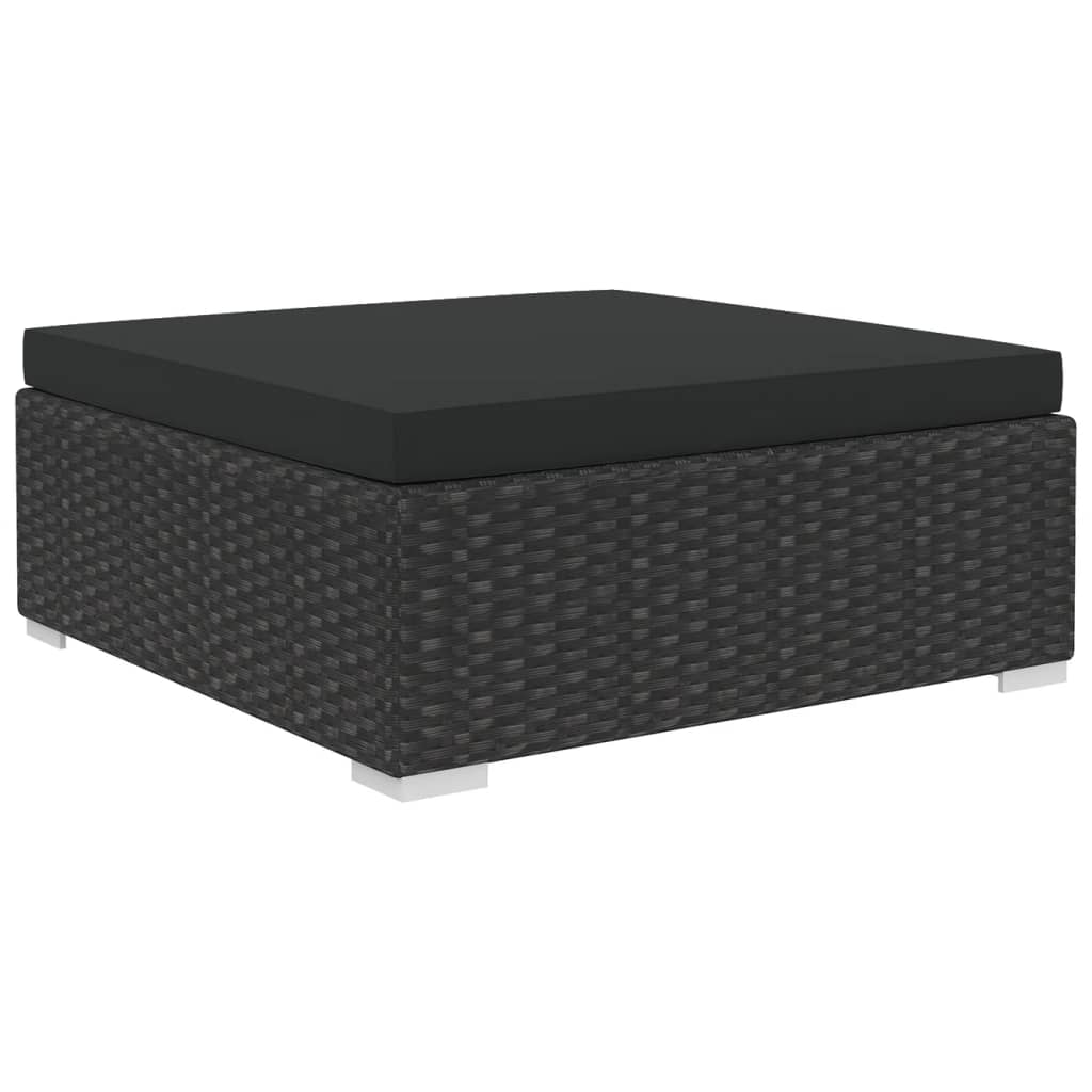 11-Delige Loungeset Met Kussens Poly Rattan Zwart