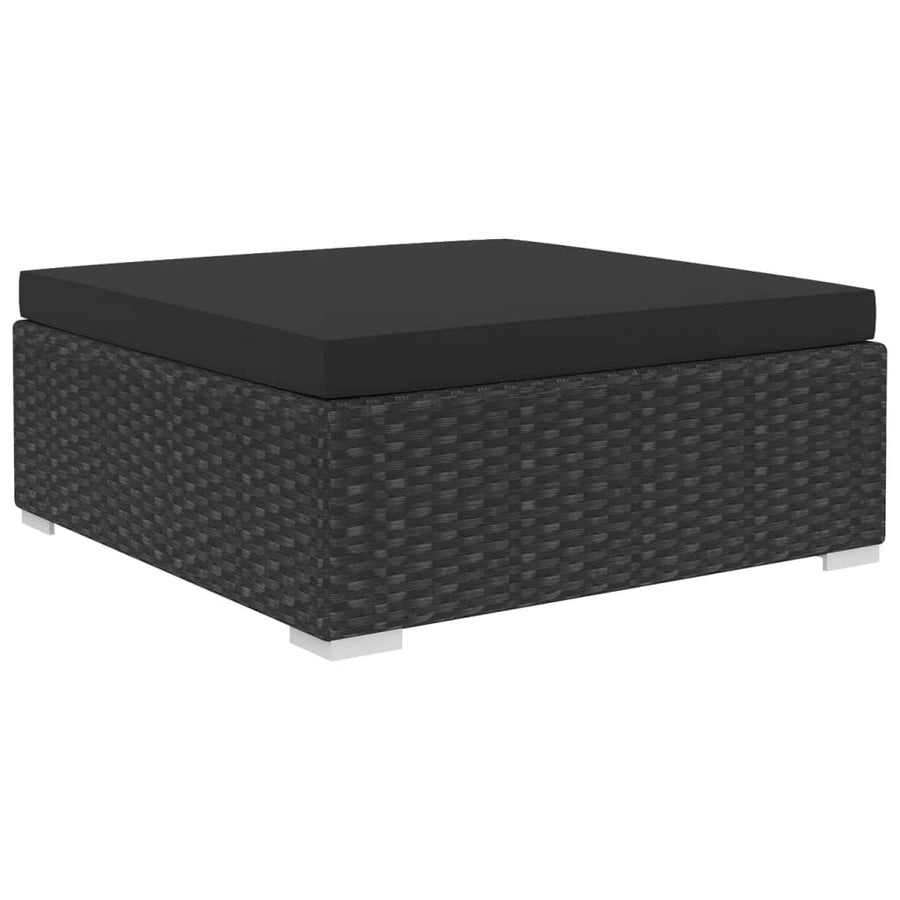 11-Delige Loungeset Met Kussens Poly Rattan Zwart