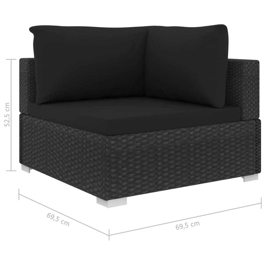 11-Delige Loungeset Met Kussens Poly Rattan Zwart