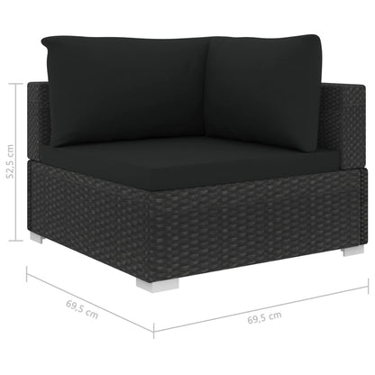 11-Delige Loungeset Met Kussens Poly Rattan Zwart