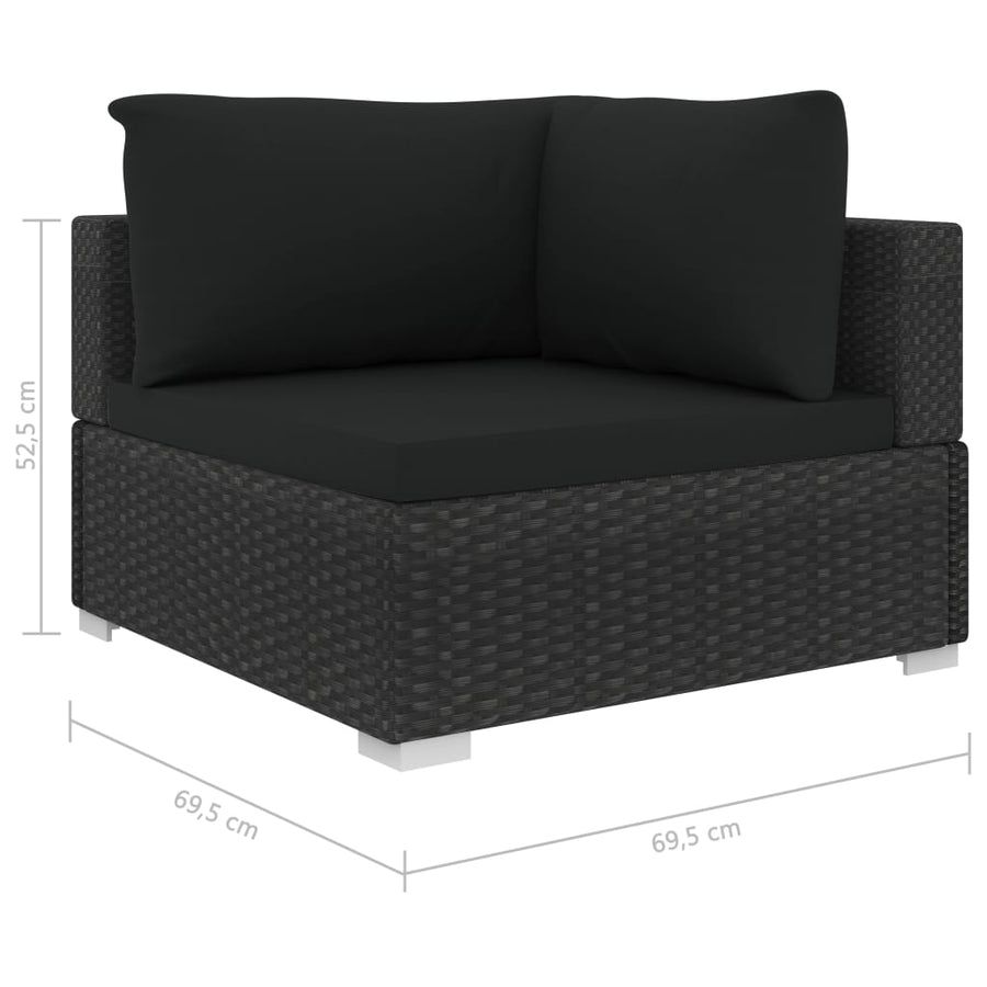 11-Delige Loungeset Met Kussens Poly Rattan Zwart