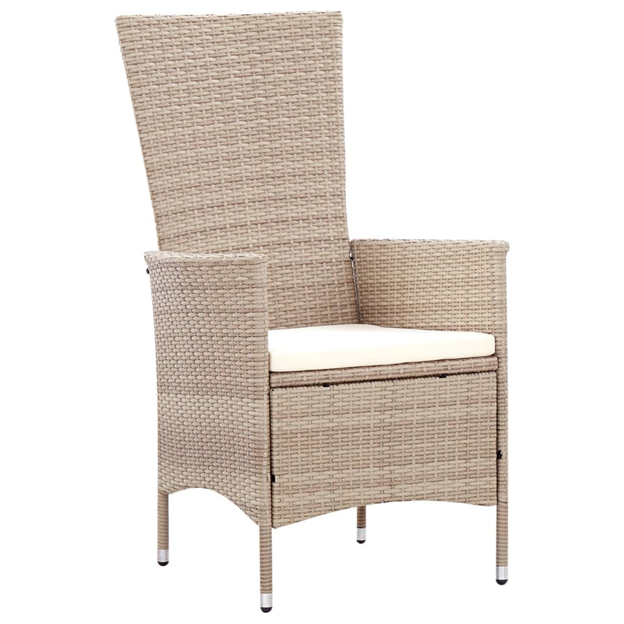 -Delige Tuinset Met Kussens Poly Rattan Beige 7 150 cm tafellengte