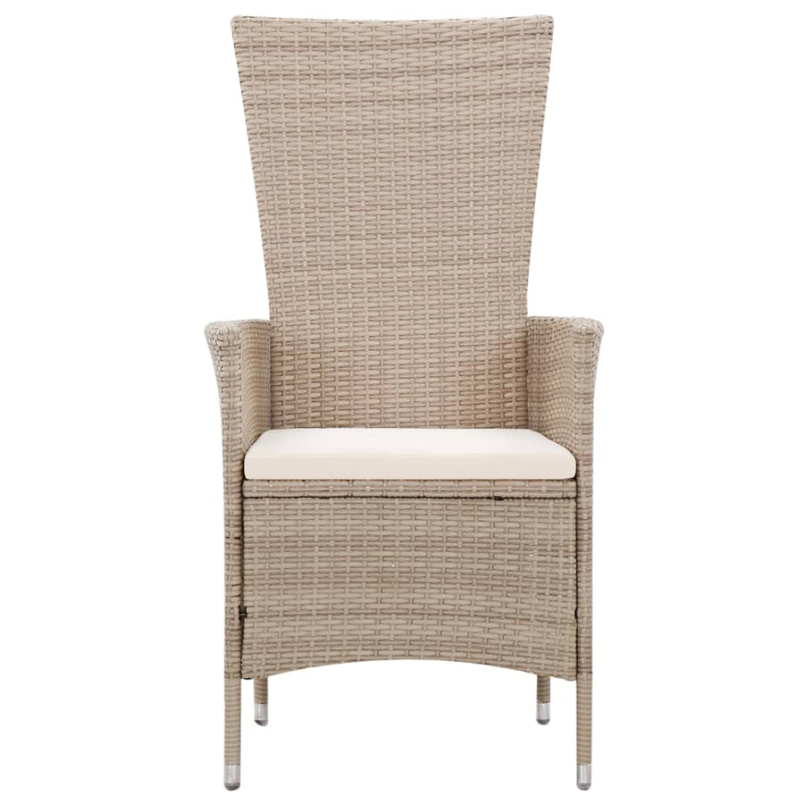 -Delige Tuinset Met Kussens Poly Rattan Beige 7 150 cm tafellengte