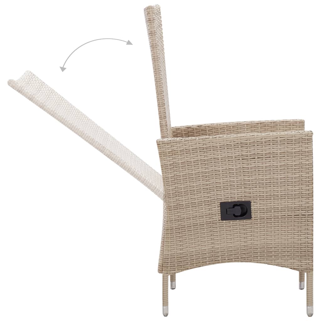 -Delige Tuinset Met Kussens Poly Rattan Beige 7 150 cm tafellengte