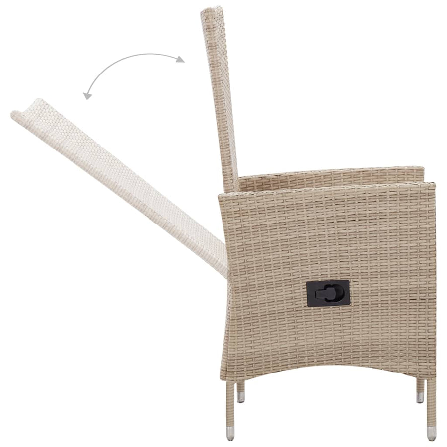 -Delige Tuinset Met Kussens Poly Rattan Beige 7 150 cm tafellengte