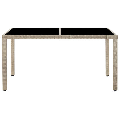 -Delige Tuinset Met Kussens Poly Rattan Beige 7 150 cm tafellengte