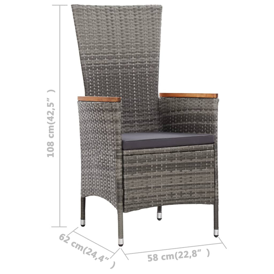 9-Delige Tuinset Met Kussens Poly Rattan Grijs