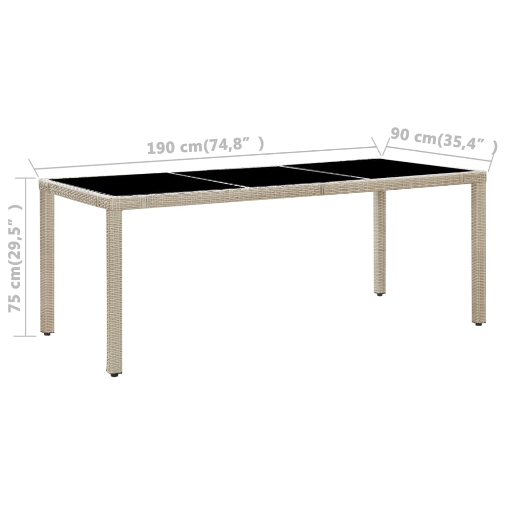 -Delige Tuinset Met Kussens Poly Rattan Beige 9 190 cm tafellengte