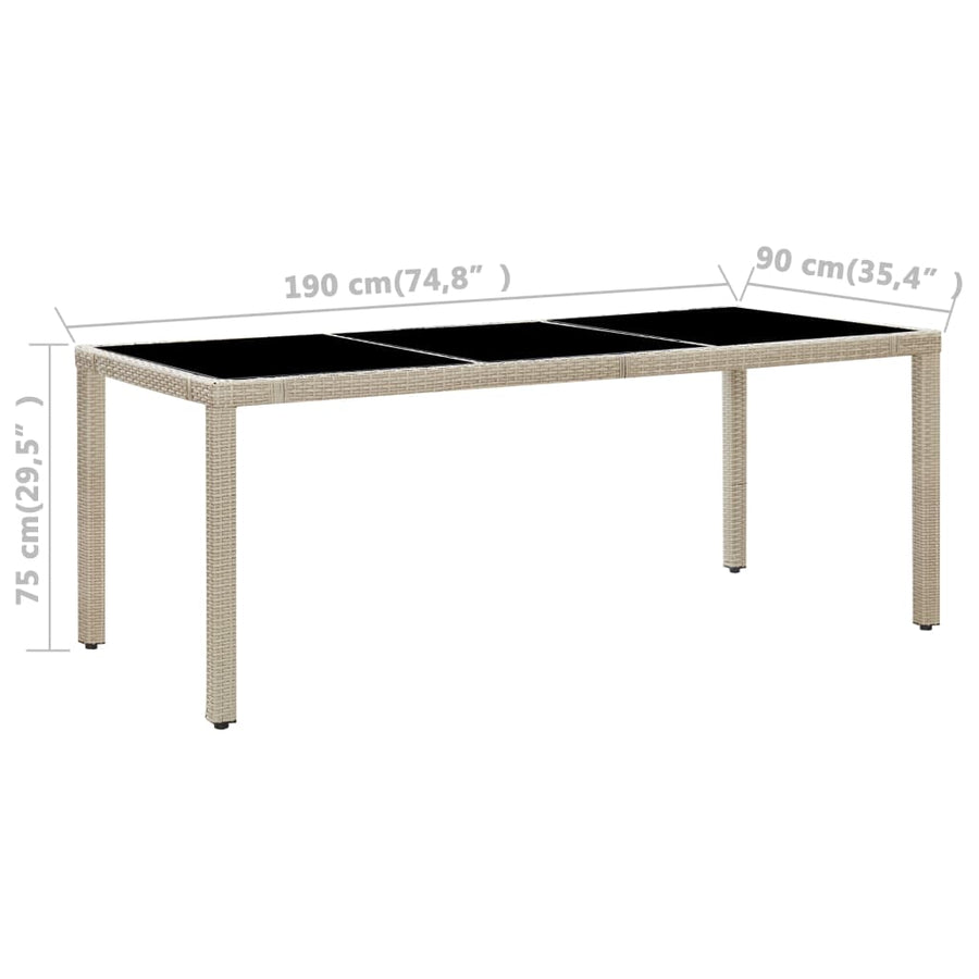 -Delige Tuinset Met Kussens Poly Rattan Beige 9 190 cm tafellengte