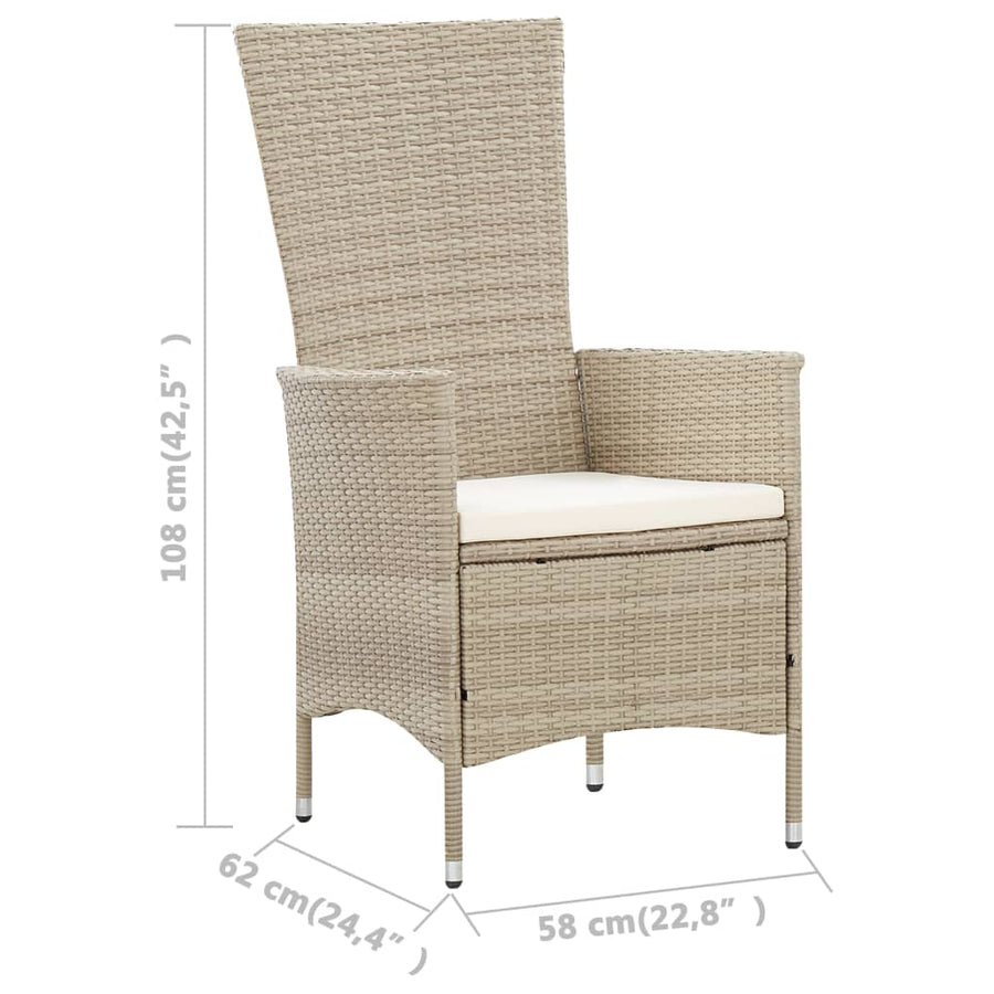 -Delige Tuinset Met Kussens Poly Rattan Beige 9 190 cm tafellengte