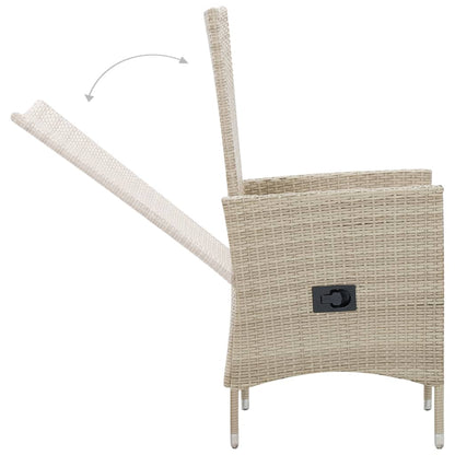-Delige Tuinset Met Kussens Poly Rattan Beige 9 190 cm tafellengte